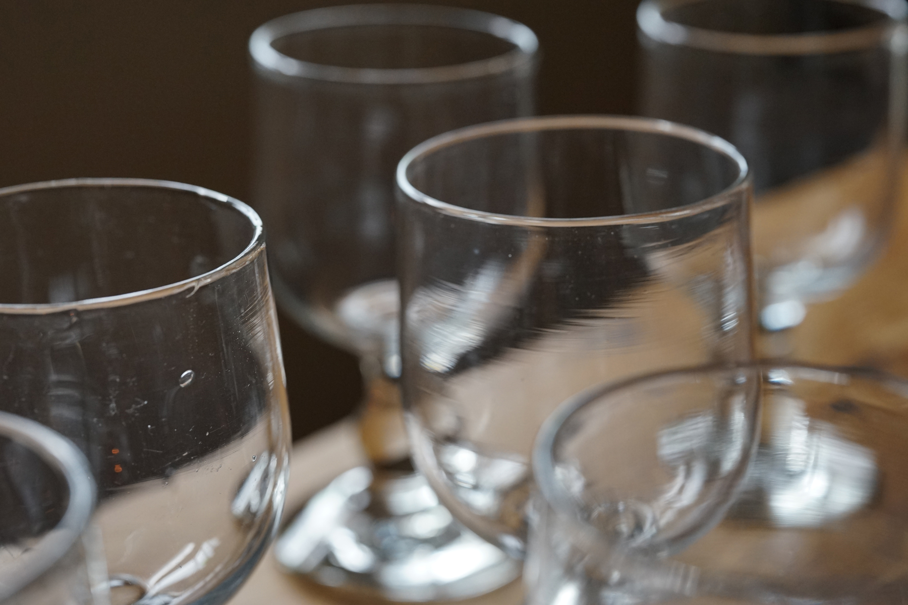 3客セット 19世紀 フランス アンティーク ビストログラス 手吹きガラス